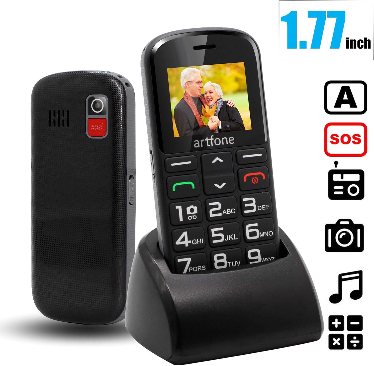 KELIN Telefono cellulare senza SIM per anziani, telefono base sbloccato e facile da usare per anziani con SOS, pulsanti grandi, volume alto (nero)