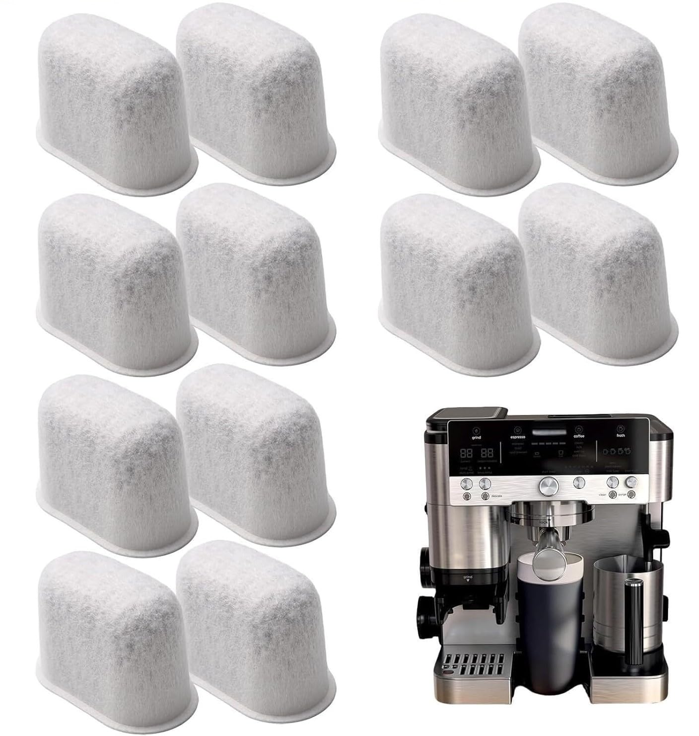 12 Pack Water Filter Inserts for Ninja Luxe Cafe Accessories