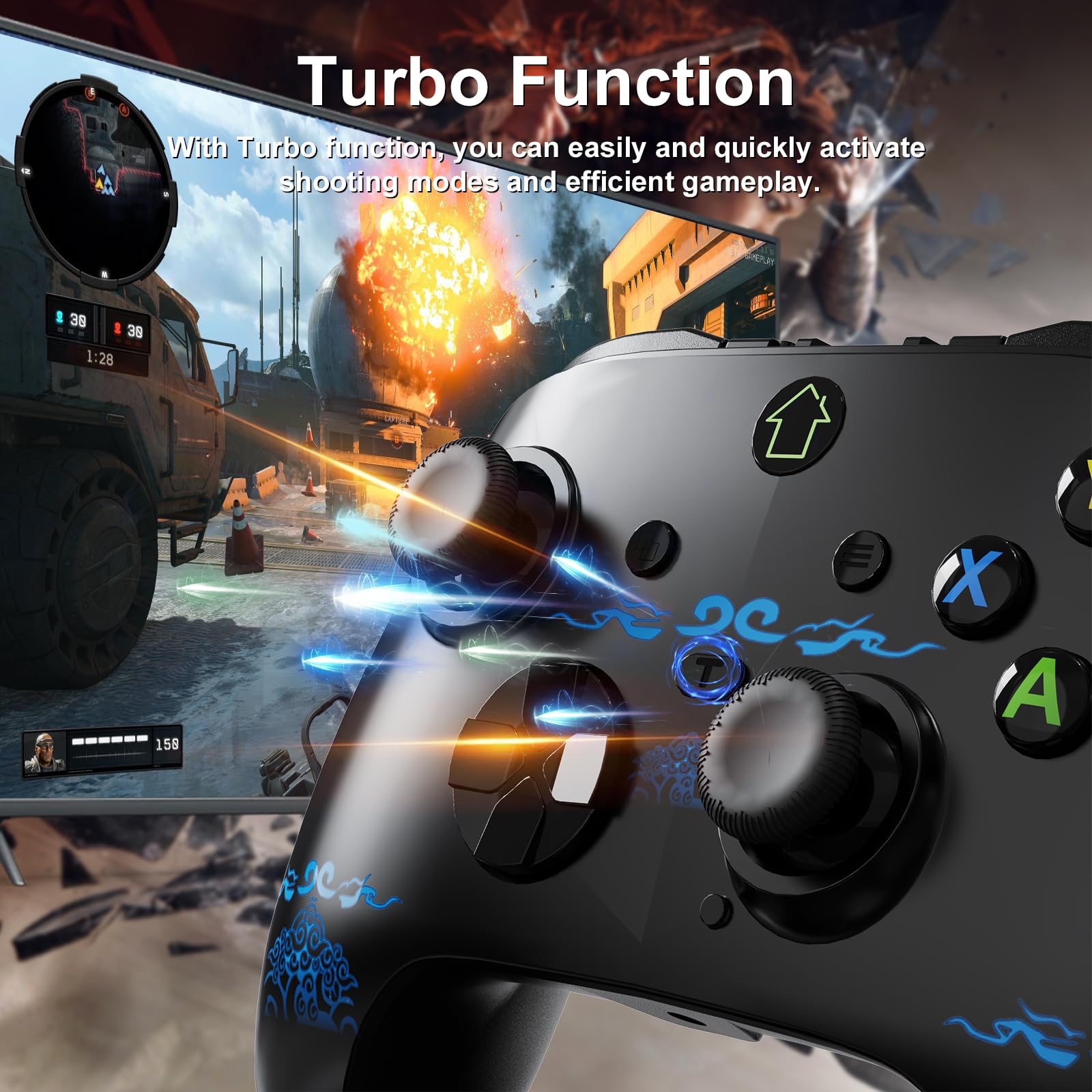 Wired X box 1 Controller with 3M Cable, USB PC Gamepad with Programming Buttons, Turbo, LED Light & Audio Jack, Firmware Upgrade Required for X box One Host - 3