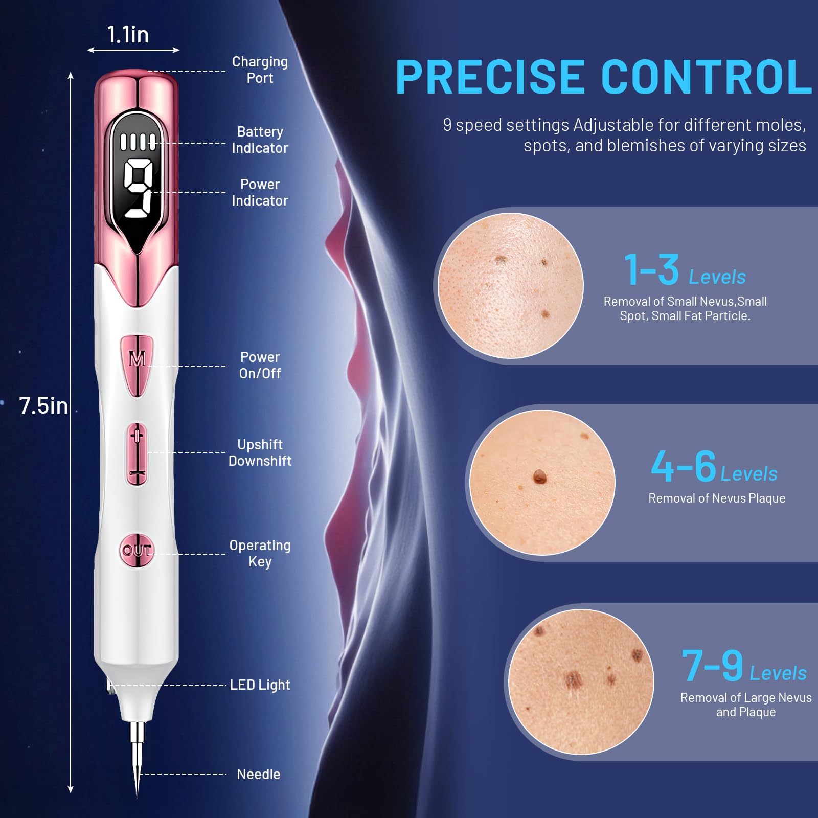 KSWEGKC Skin Tag Remover Device,Skin Tag Removal with Precision Spot Treatment,Portable Tool for Small Blemishes,Easy At-Home Skin Care Use - Pink - 4