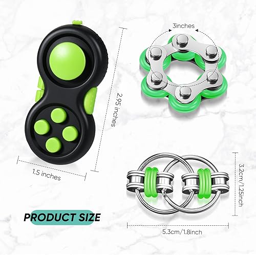 Miniatura 2 de Juego de 3 piezas de mini juguetes sensoriales de mano que incluye seis cadenas de rodillos y cadena para bicicleta, almohadilla de mano para