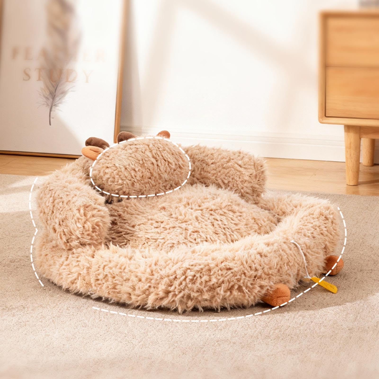 Niche pour chat – Niche en peluche chaude pour animal domestique – pour intérieur ou extérieur, Noël, hiver, maison, voyage, chambre à coucher, balcon