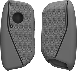 kwmobile Car Key Case Compatible with BMW 4-Button X7 X1 U11 iX ix1 7 Series G07 I7 Car Key Case - Silicone Key Cover - Grey Black