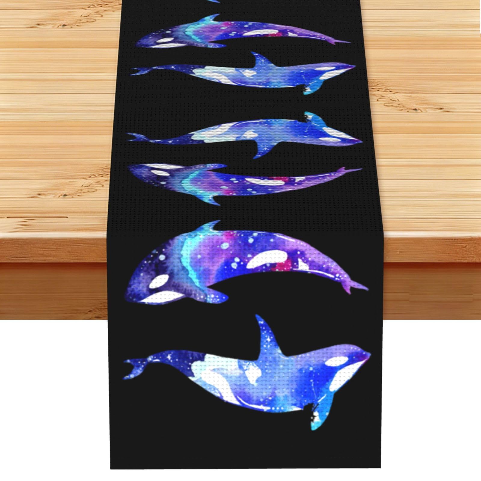 Orca Killer Whale Printed Dining Table Runner 13x72 Inch, Non-Fading Decor for Kitchen Dresser Fireplace Mantel