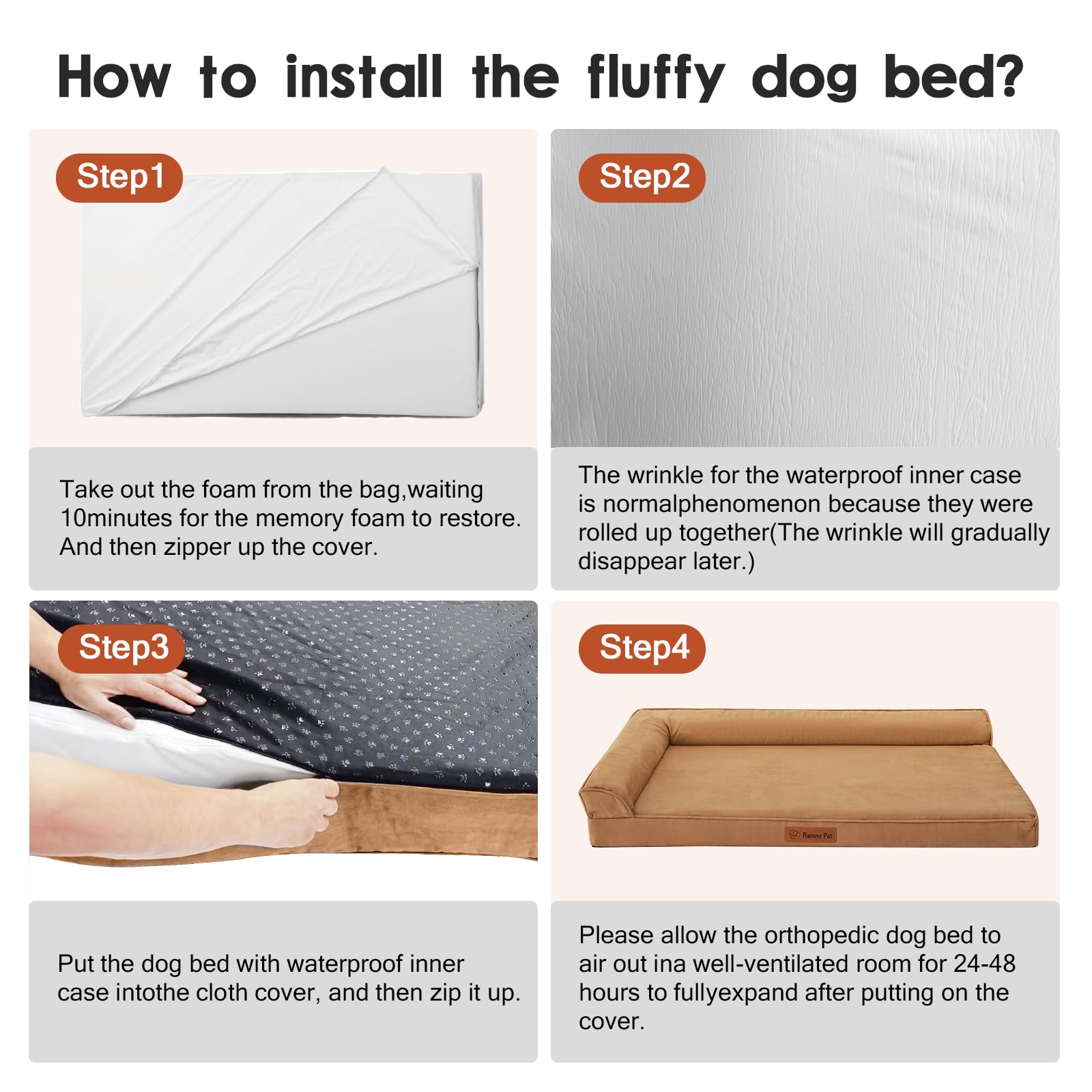 Orthopedic Dog Bed Medium Size Dog, Memory Foam Dogs Bed for Medium Dogs, Washable and Removable Microsuede Cover, Waterproof Liner, Non-Skid Bottom, 30x20x6 Inches, Khaki - image 7