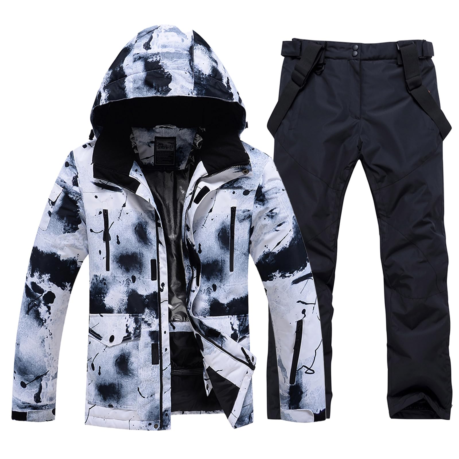 RIUIYELE Conjunto de chaqueta y pantalones de esquí para hombre, aislados, impermeables, para invierno, cálido, al aire libre, esquí, snowboard, chaquetas para hombre