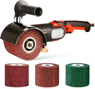 Burnishing Polishing Machine, ZFE 1200W 110V Burnishing Polishing Machine Polisher/Sander Set with 4PCS Non-woven Burnishing Wheels (80# 120# 240# 360#) for Metal and Stainless Steel Polishing