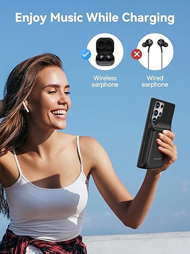 Miniatura 5 de NEWDERY Funda para batería Galaxy S23 Ultra de 10000 mAh, carga inalámbrica Qi, carga rápida, sincronización de datos, potente funda de cargador