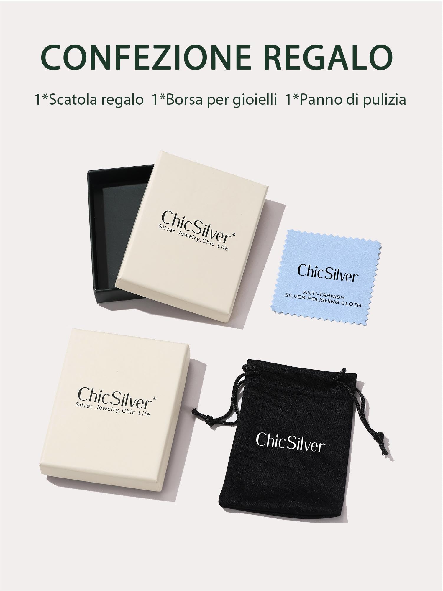 ChicSilver Orecchini Donna Argento 925 in Oro Bianco, 3mm Orecchini Cerchio Argento/Oro con Misura 30mm/50mm/70mm, Orecchino Grande Anallergico Donna Ragazza, Idee Regalo