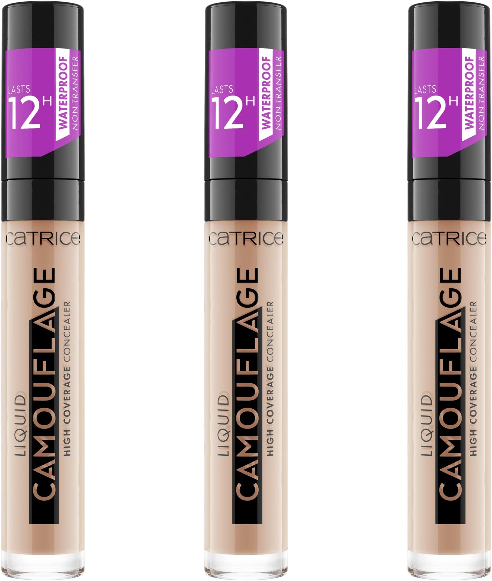 Catrice Liquid Camouflage High Coverage Concealer, Concealer, 12 Hours, No. 010 Porcellain, Nude, for Combination Skin, Long-Lasting, Oil-, Waterproof, Alcohol-, Pack of 3 (3 x 5 ml)