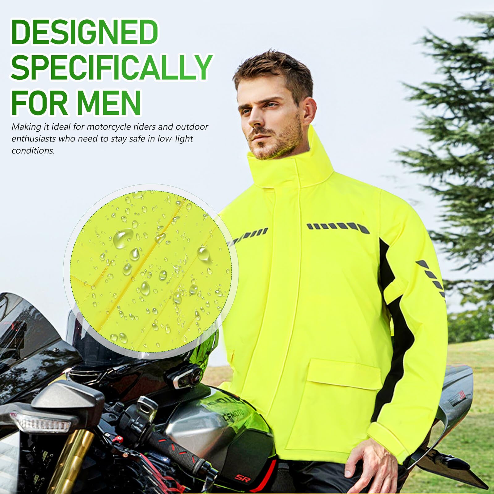 ifundom Combinaison Imperméable de Sécurité Haute Visibilité avec Pantalon et Couvre-Chaussures pour Pluie Extérieure Vêtements de Pluie pour Homme et Femme