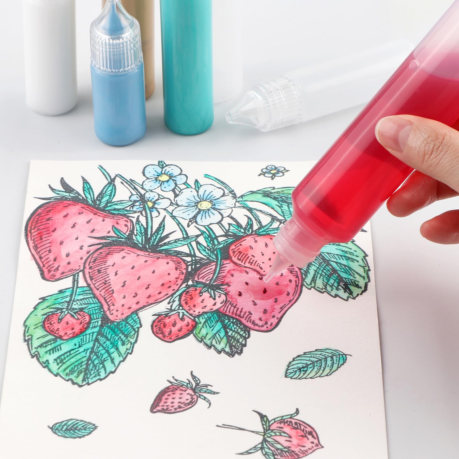 FINGERINSPIRE - 12 Flaconi Inchiostro Vuoti In Vetro 30ml Con Tappi, 4 Imbuti E 6 Contagocce - Per Penne Stilografiche E Calligrafia - 2