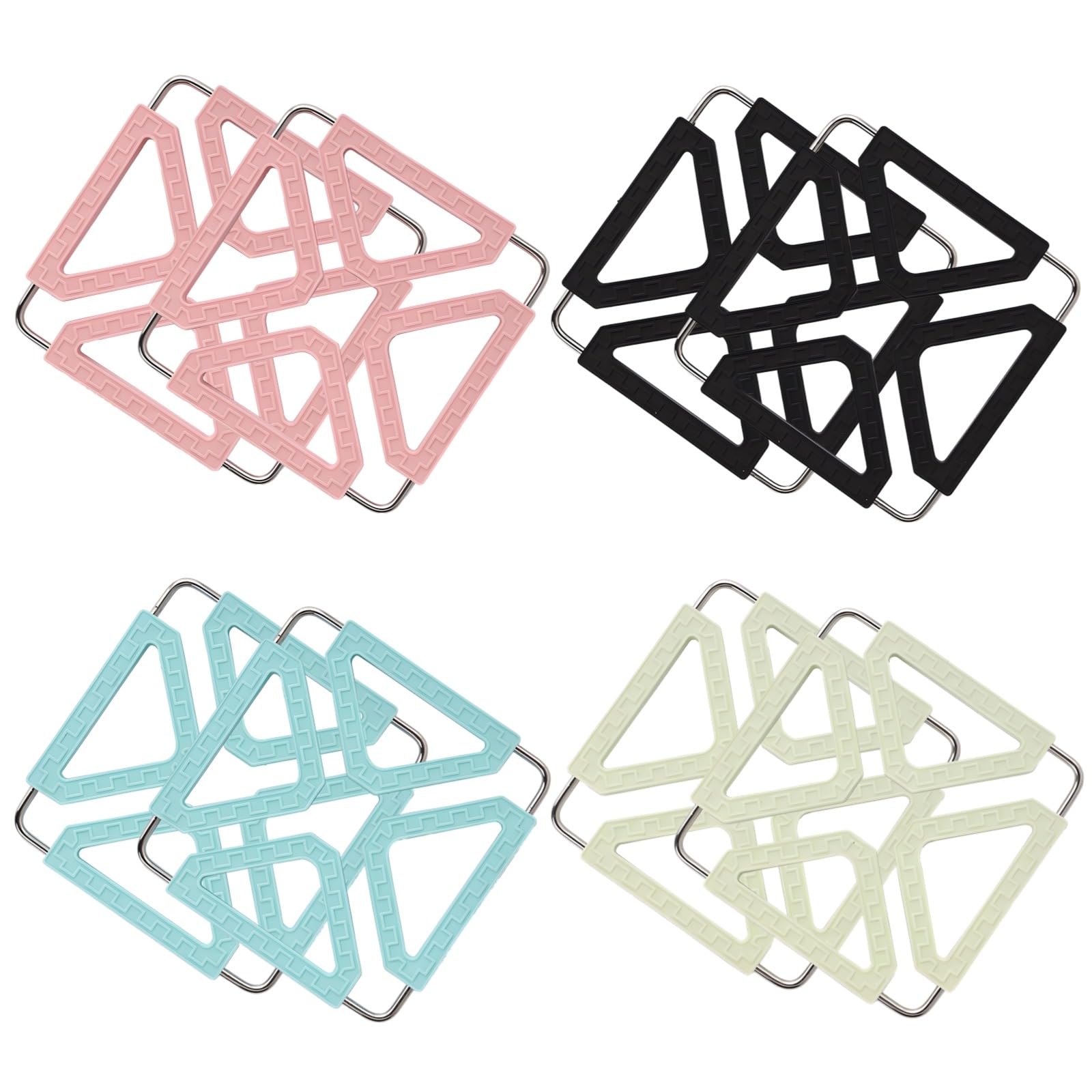Lot de 8 Dessous de Plat en Silicone, Style Nordique, antidérapants, Pliables, Dessous de Tasse et Tapis de Cuisine, Noirs, Bleus, Roses et Verts, pour protéger Plans de Travail et Tables