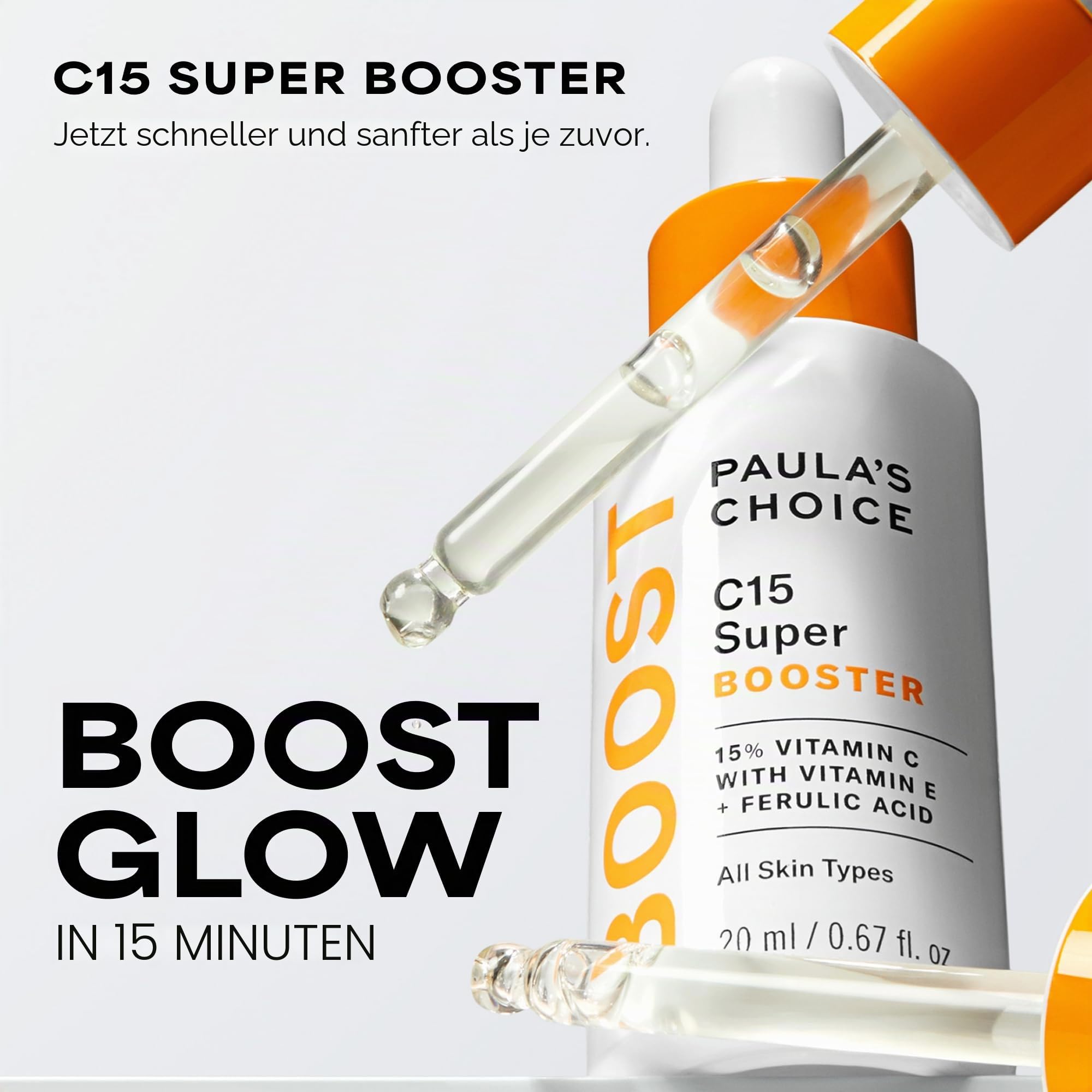 Paula's Choice 15% Vitamin C Booster, Gesichtsserum für ein Glow, 20 ml | Anti-Aging Serum mit 15% Vitamin C, E & Ferulasäure - Reduziert Braune Flecken & Lässt die Haut Strahlen - mit Peptiden