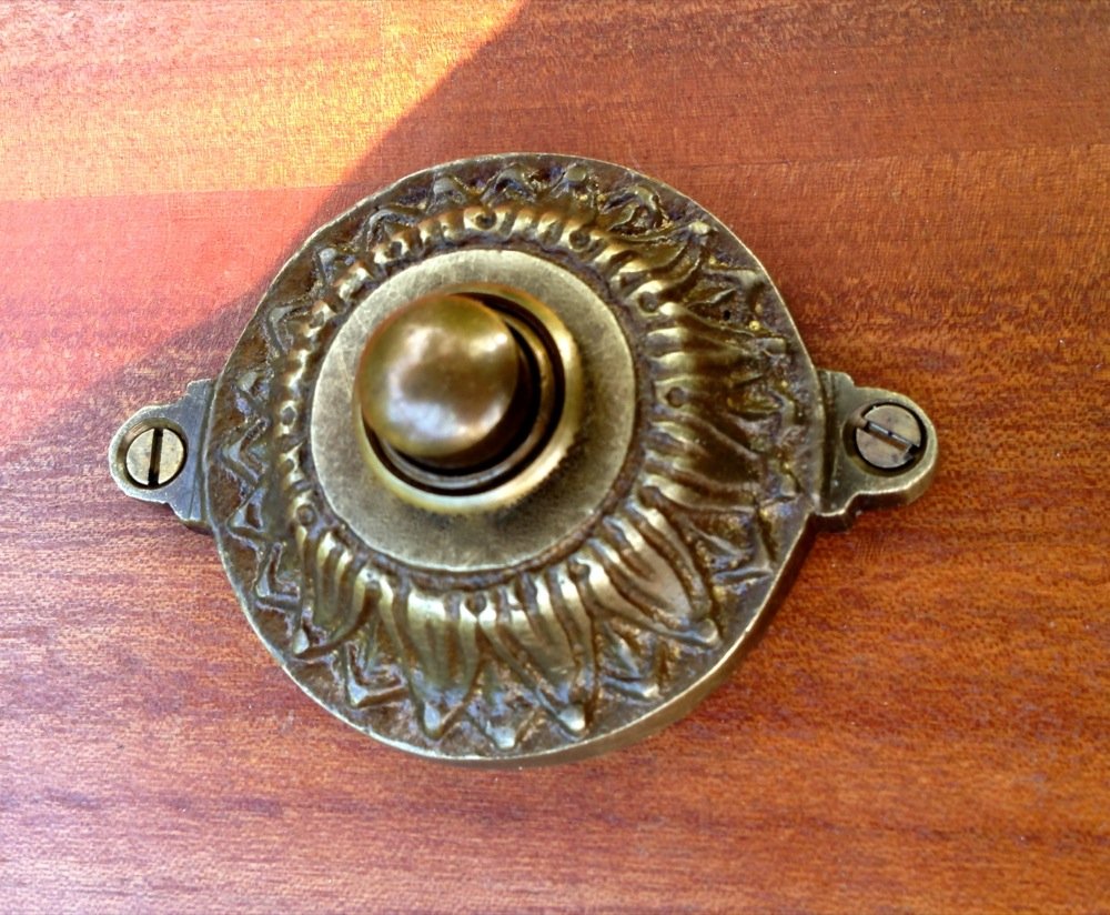 Antikas - Sonnette de porte en laiton antique - Collier de serrage de la fin du siècle - Sonnette Art Nouveau