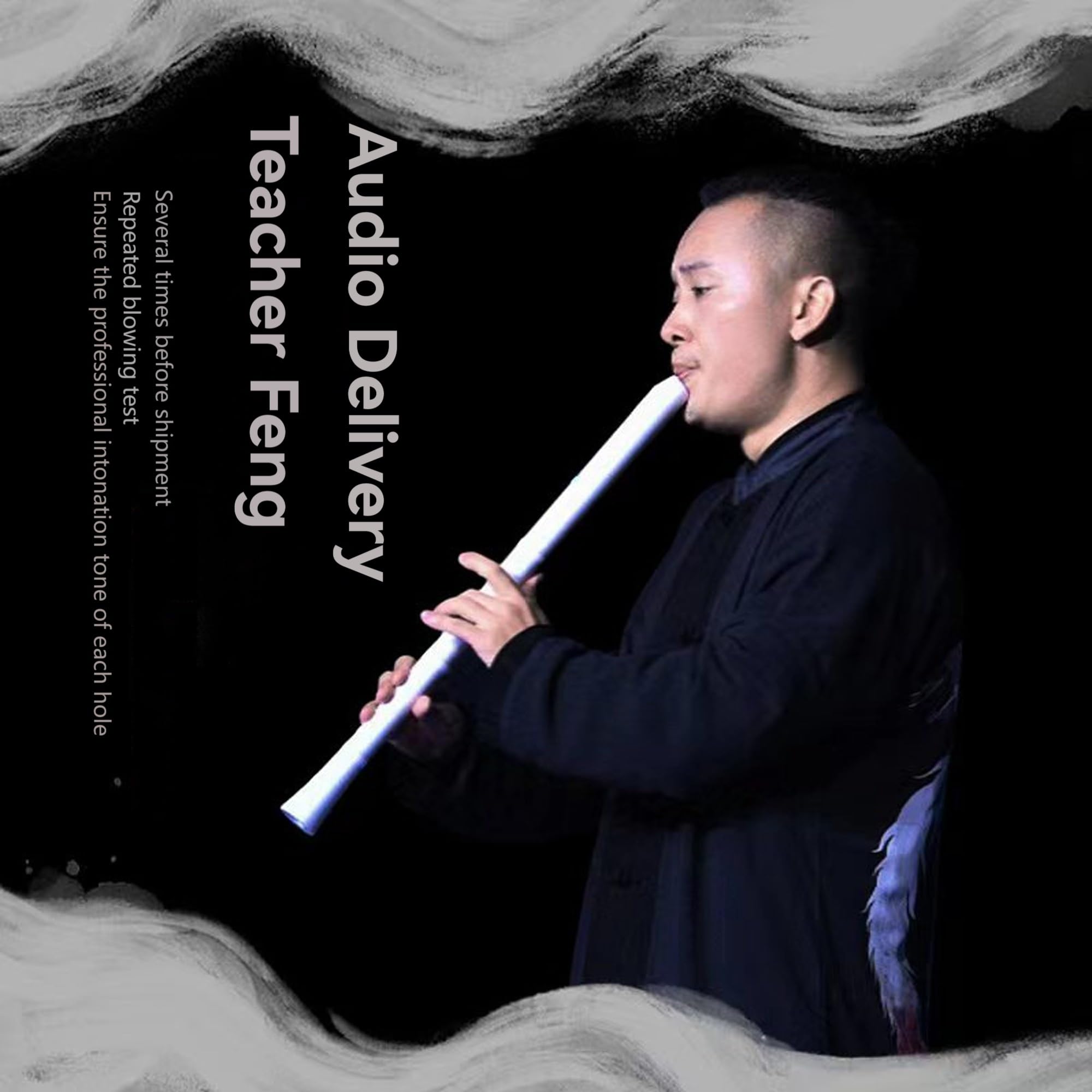 Il s'agit d'une véritable flûte shakuhachi japonaise traditionnelle et professionnelle, for débutants, à cinq trous, de style Tang, taillée extérieurement, et d'un tuyau en résine. Elle est livrée ave