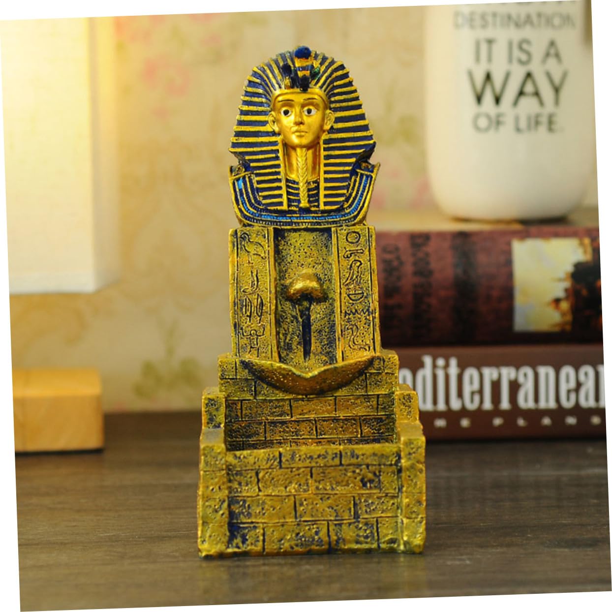 Quemador de Incienso para Purificar el Aire de Resina Dorada Cascada Estilo Antiguo Egipto y Decorar Estudio o Cocina