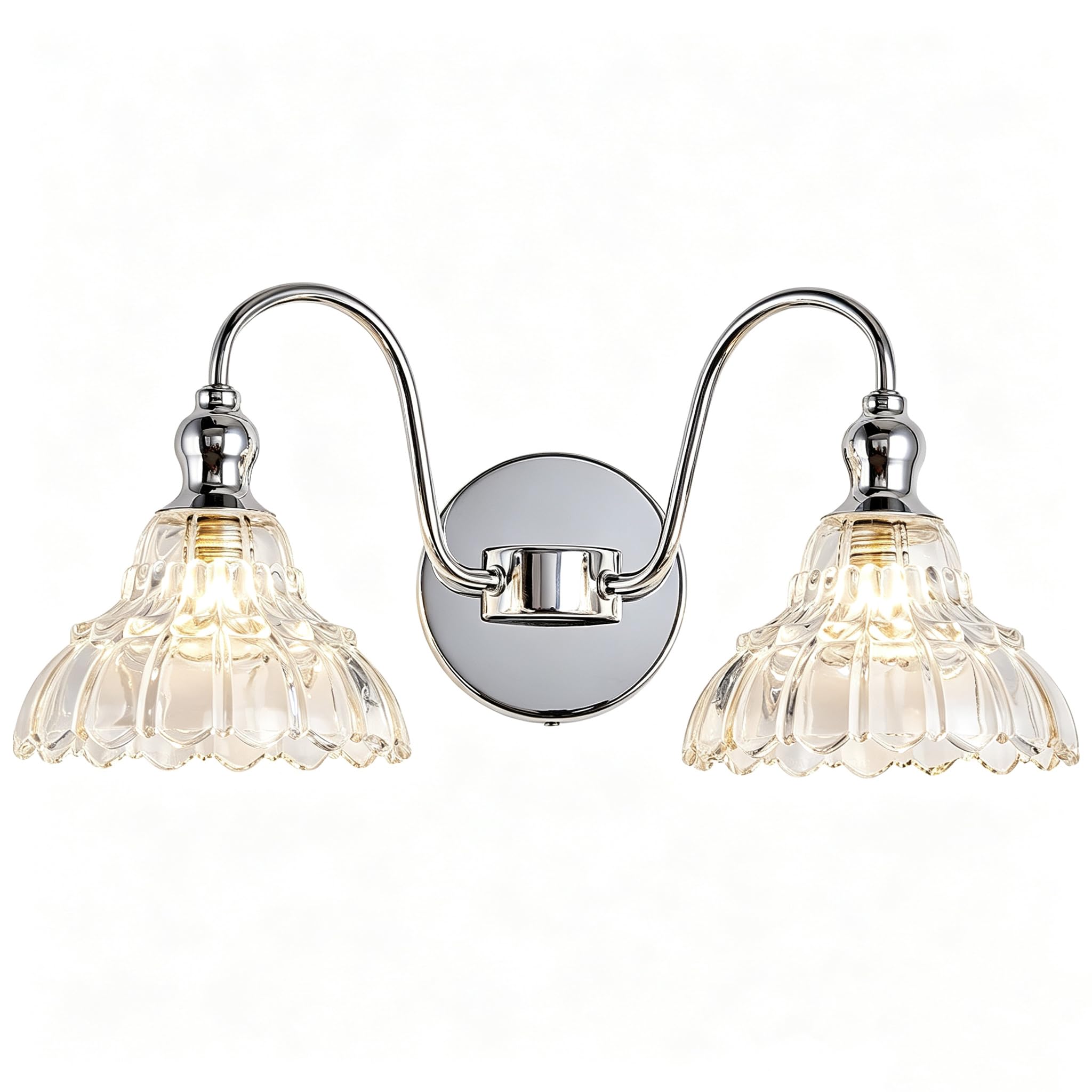 Chrome 2-Light Wall Sconces Bathroom Vanity Light Light Fixtures Modern Vanity Lighting Fixtures Wall Light for Bedroom Living Room Bathroom
