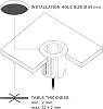 Electraline Grommet 62564 Table Top Socket / Table Socket Strip / Table Socket / Table Installation Socket Schuko Cable 2 m D 54 mm + Equipped with Adapter for Standard Holes 60 mm Black
