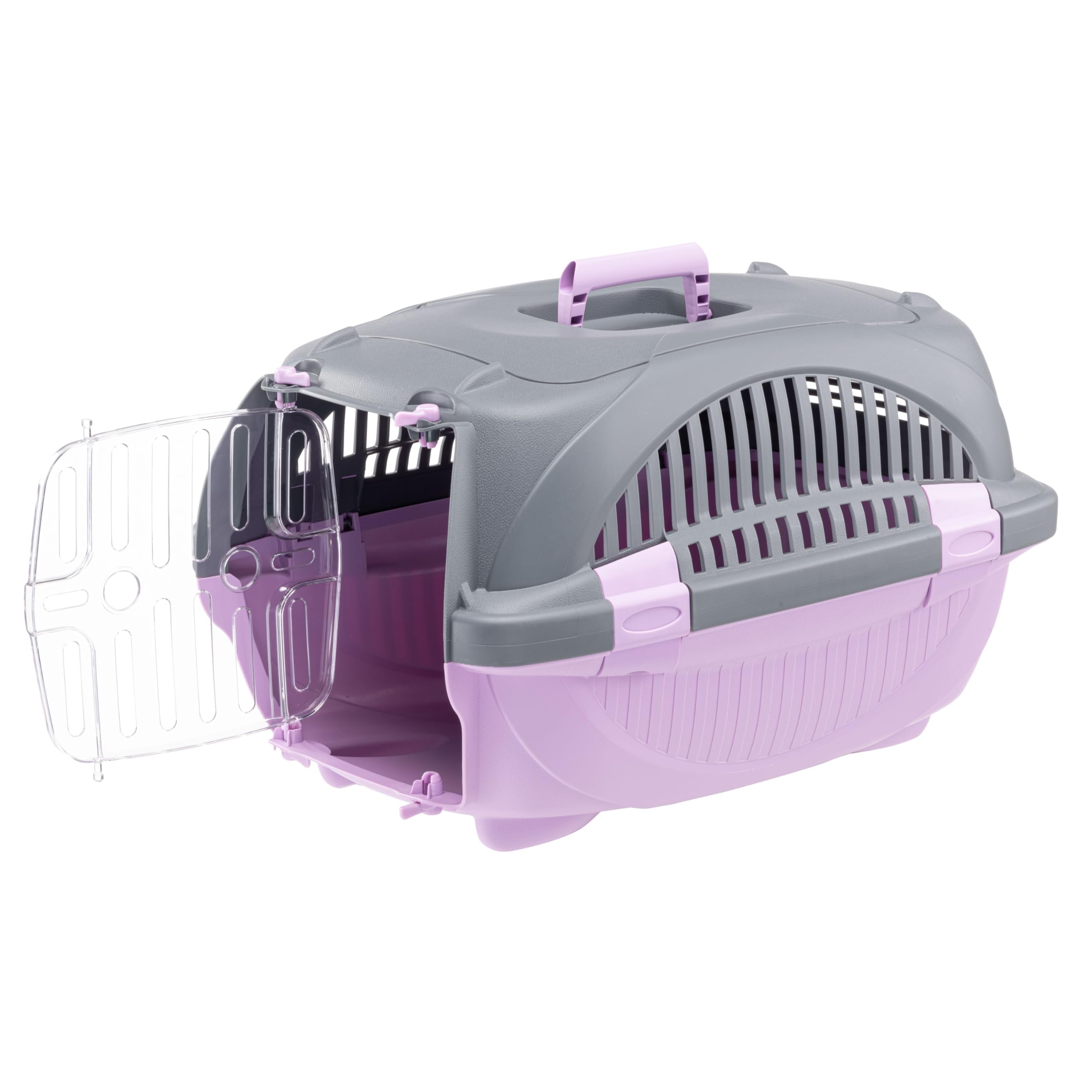 Ferplast Transportín Gato Rider, Transportín Perro Pequeño y Gatos hasta 7 Kg, Puerta Transparente Antigolpes, Ranuras de Ventilación, Transportín Mascotas Rígido, 34 x 50,7 x h 30 cm, Rosa