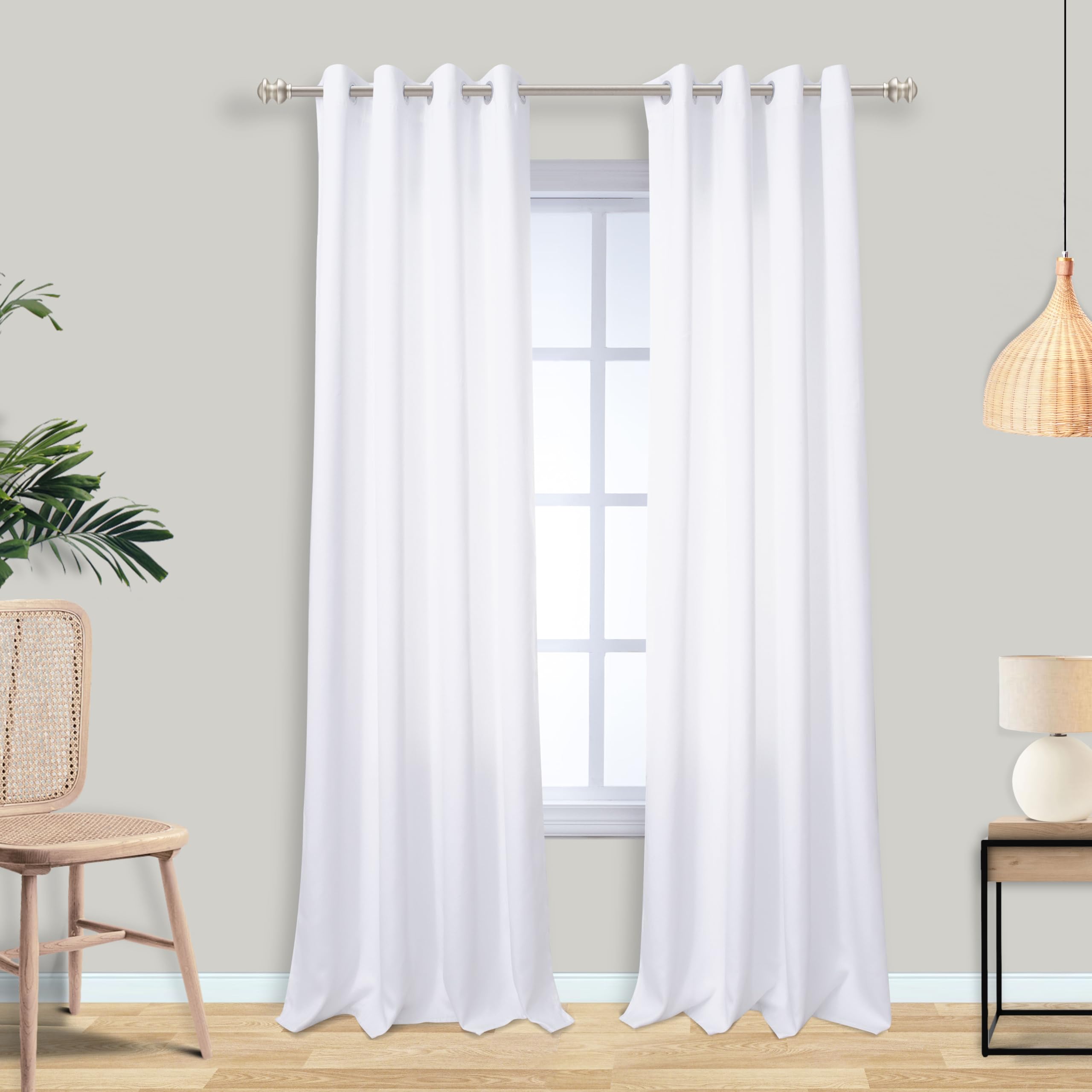 Mrs.Naturall White Curtains 84 Inches Long,Room Darkening Semi Blackout Curtains for Bedroom Living Room,52 by Size 84 Length — image 1