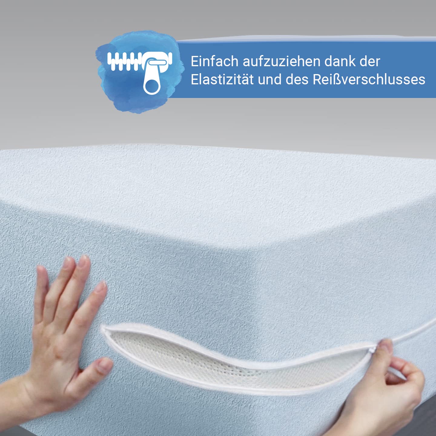 Velfont Housse de matelas élastique en éponge Bleu clair 140 x 200 cm bleu