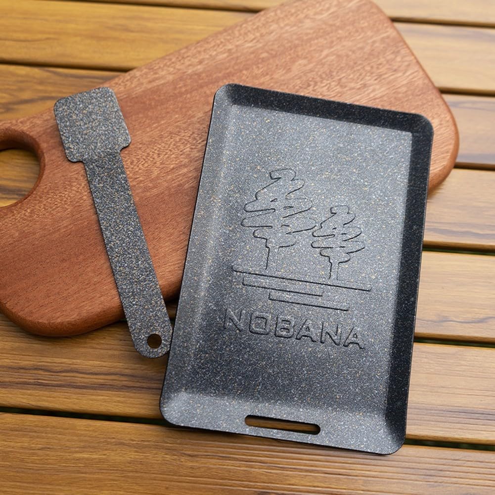 Plaque de cuisson carrée en acier inoxydable à dessus plat pour barbecue Mini barbecue Grill Teppanyaki pour le camping (Noir)