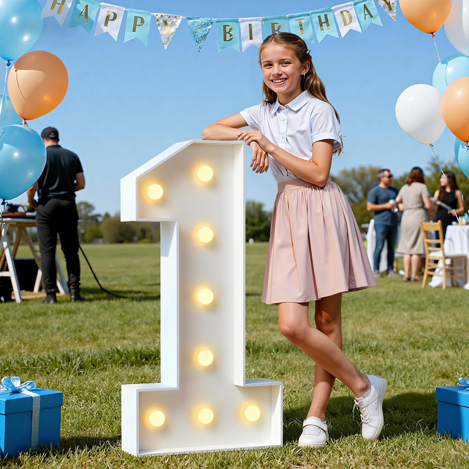 imprsv Plastic Marquee Numbers 3FT Light Up Numbers 1 for Outdoor Party, Large Light Up Sign 1 for Anniversary Party Backdrop