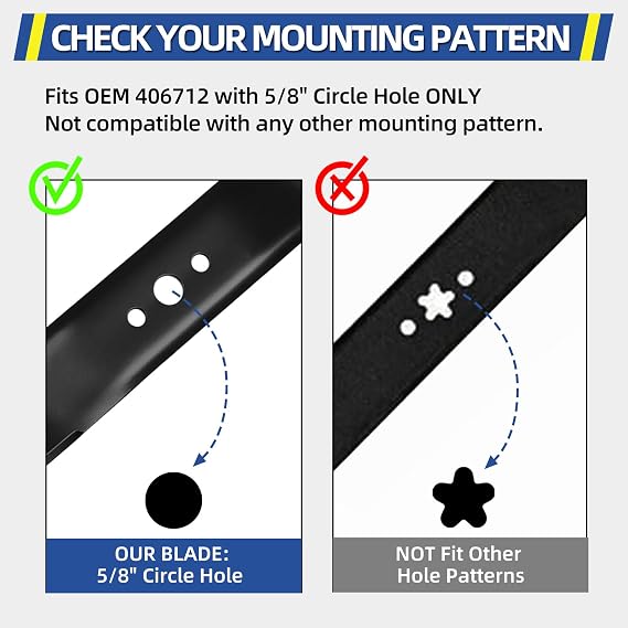 GICOOL 406712 Mulching Blade with 5/8'' Circle Mounting Pattern for 21'' Deck Push Lawn Mower Craftsman Husqvarna 532406712 165833 175064 189028 532189028