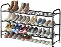 DRAW A LINE Tray & shoes rack ×3 Amazon.com: LINZINAR Shoe Rack 3 Tier Long Metal Shoe