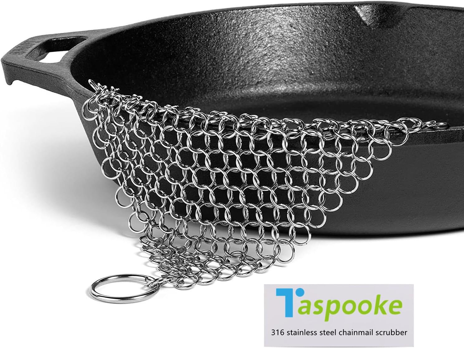 Cast Iron Scrubber,Chainmail scrubber, XXL 20''x20'' 316L Stainless Steel Mesh Spatula for Pre-Seasoned Pot Dutch Oven Waffle Maker Cast Iron Frying Pan Pan Glass Container