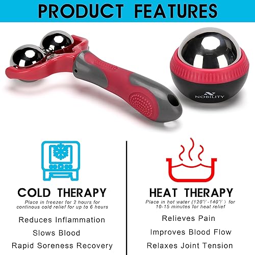 Miniatura 2 de Nobility Rodillo de bola de masaje hielo frío y caliente para el tejido profundo y el dolor muscular para aliviar la rigidez y el estrés, cuerpo,