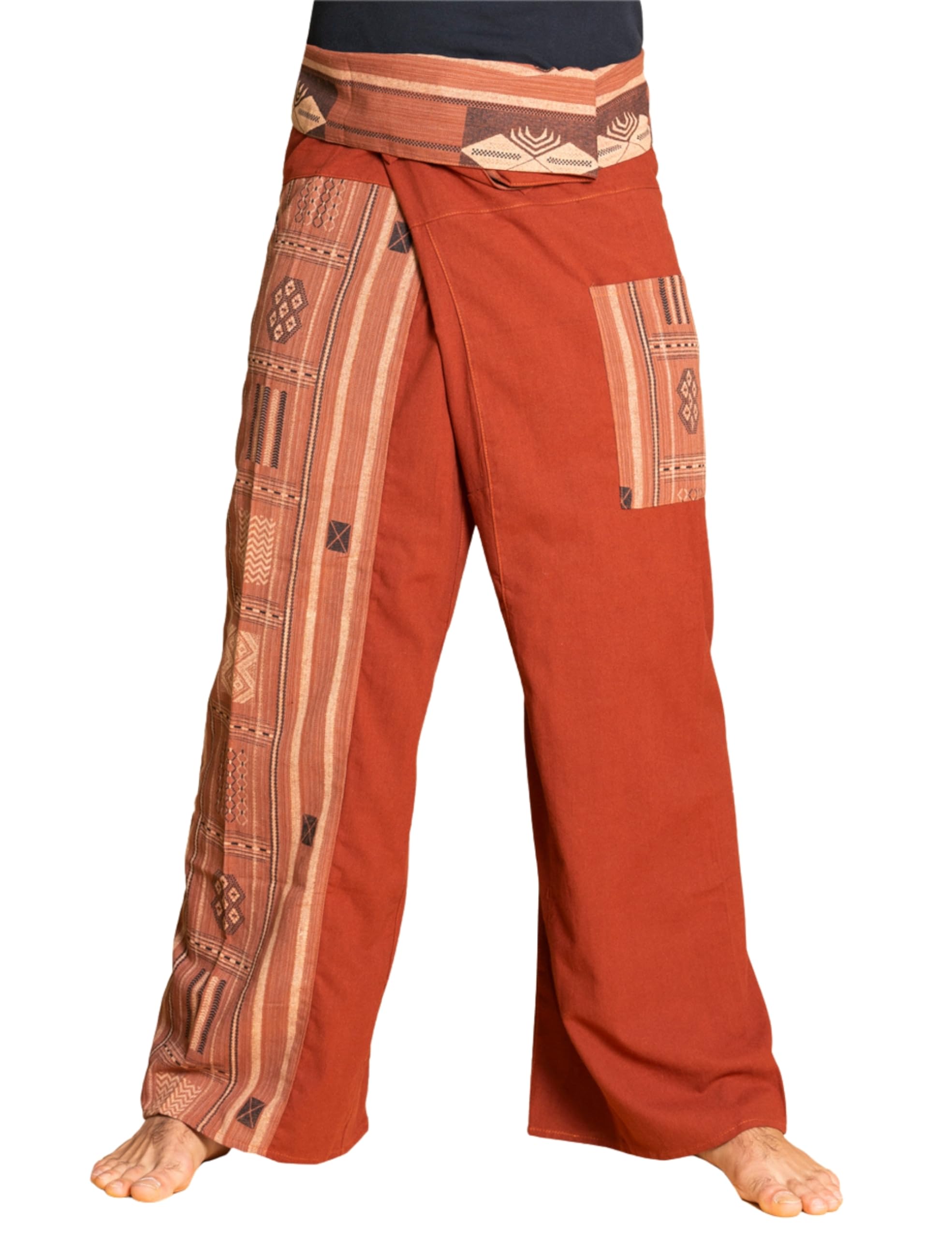 Panasiam Unisex Red Brown Fisherman Pants Beam, Red-Brown, L