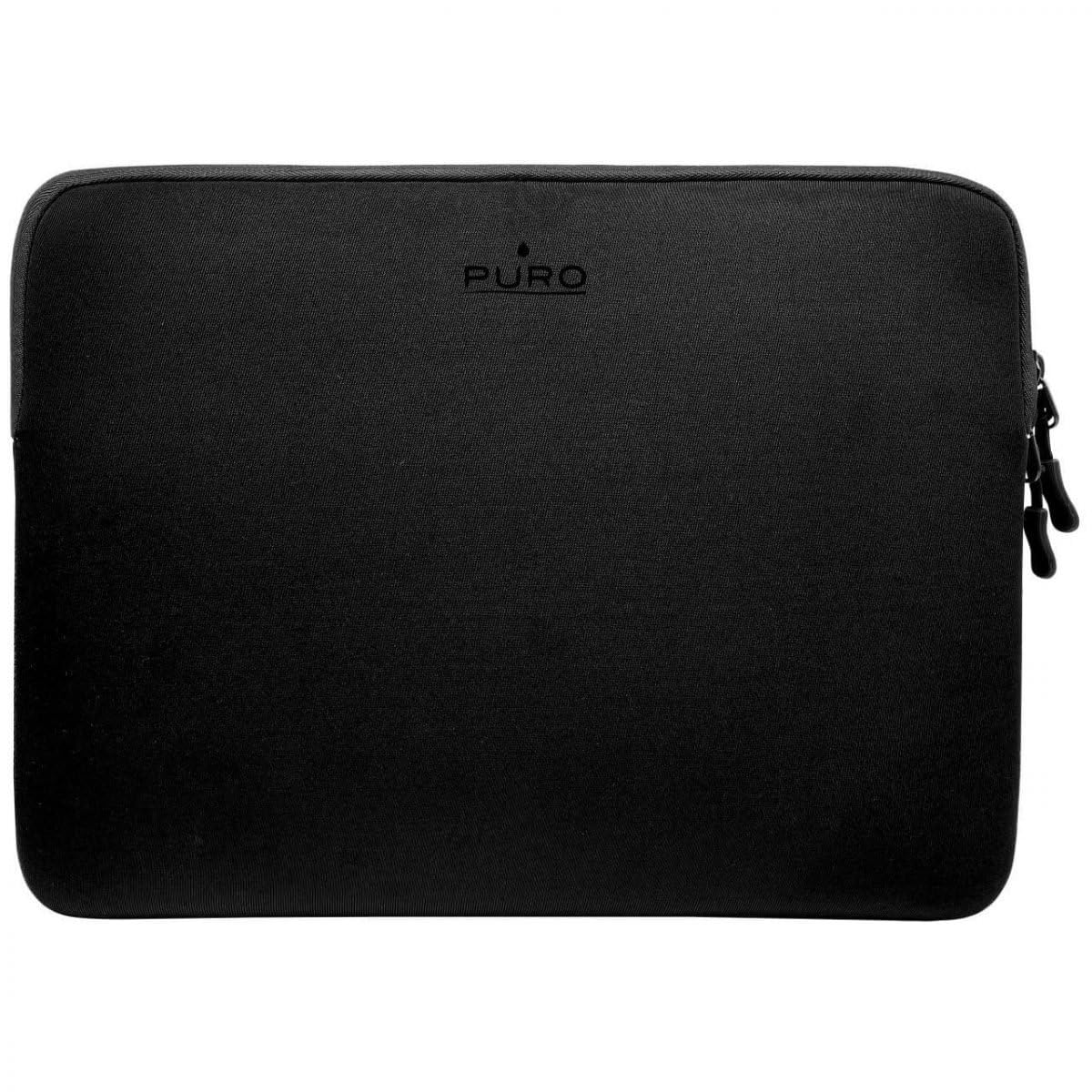 Puro Scudo Sleeve Schutzhülle für Notebook 15 Zoll und MacBook 16 Zoll (38,1 cm) aus verstärktem Neopren, Innentasche mit Fallschutz, rutschfester Reißverschluss, ultradünnes Design, Schwarz
