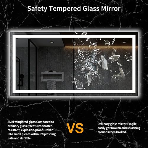 Miniatura 7 de LOAAO Espejo de baño LED de 20 x 28 pulgadas con luces antivaho regulable retroiluminado  iluminado frontal espejo de tocador de baño iluminado para