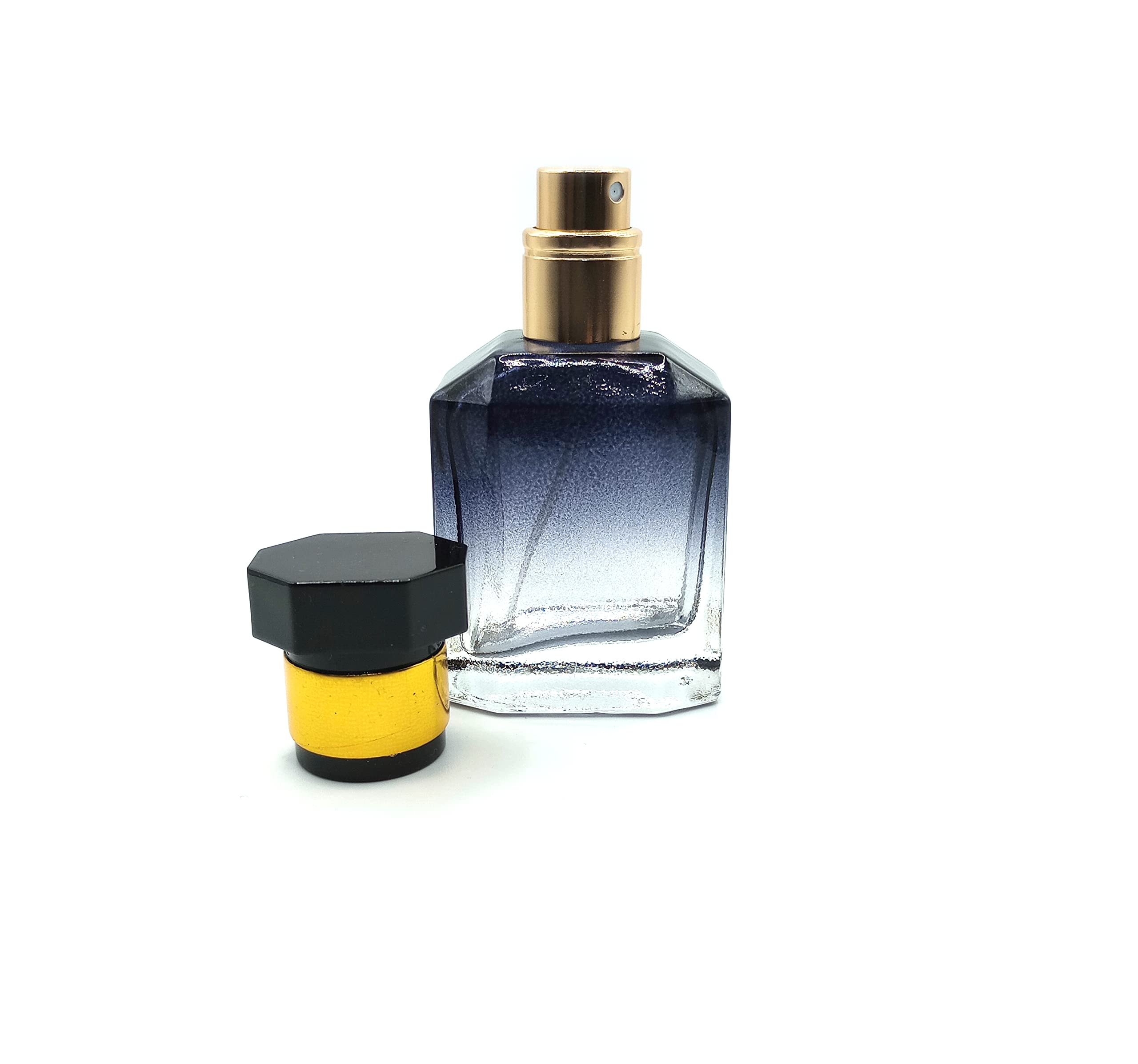 Zénitude Glassworks Black 30Ml Empty Glass Perfume Bottle - Octagon Cap, Transparent Bottle