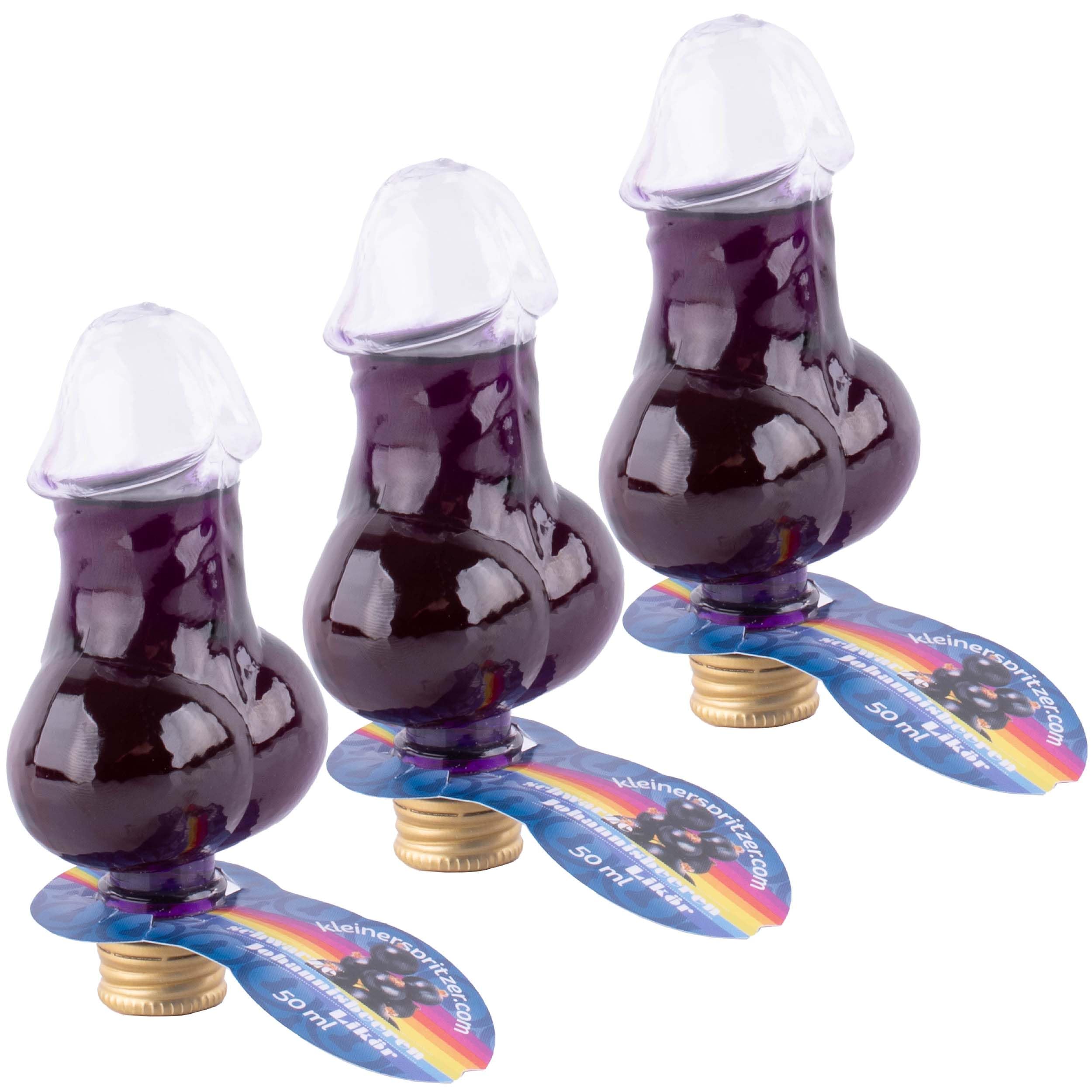 Kinky Drinks KLEINER SPRITZER "schwarze Johannisbeer Likör" in der bekannten Schniedel Formflasche 3 X 50 mL 25% Vol.