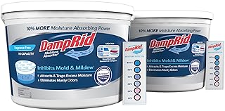 Hi-Capacity Moisture Absorber Bucket, Fragrance Free, 2 lb. 15.5 oz. & Moisture Detection Strip (2 Pack), Attracts & Traps Excess Moisture