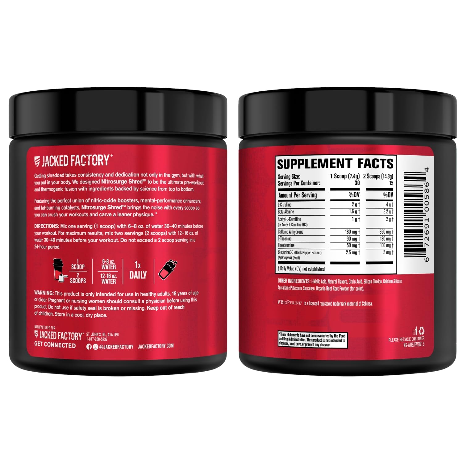 Jacked Factory NITROSURGE Shred Pre Workout Supplement - Energy Booster, Instant Strength Gains, Sharp Focus, Powerful Pumps - Nitric Oxide Booster & PreWorkout Powder - 30Sv, Fruit Punch — Amazon image 10