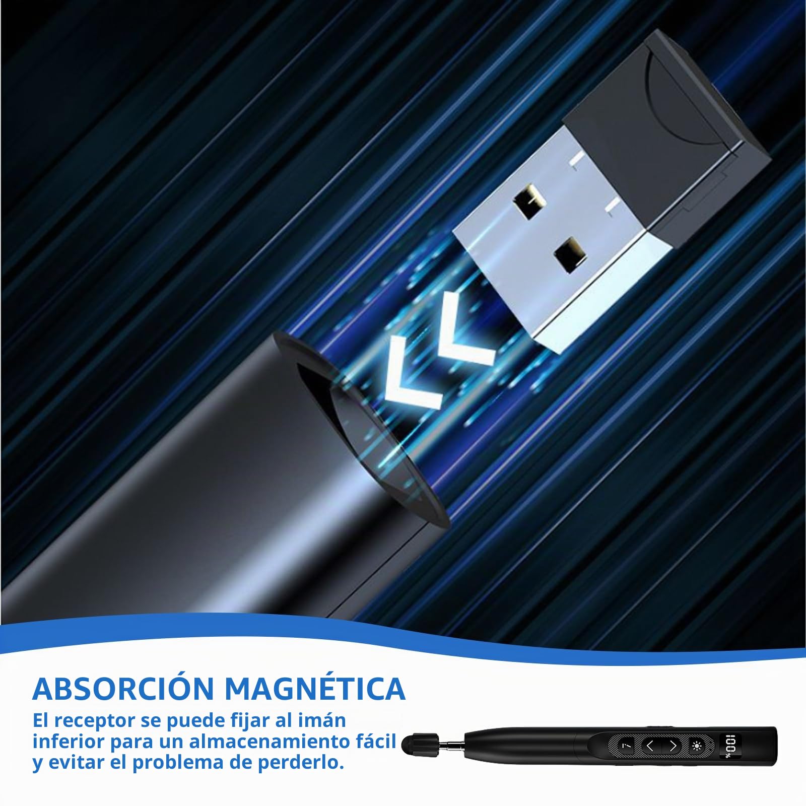 Presentador con puntero láser, mando a distancia de presentación con puntero extensible, mando a distancia PowerPoint, puntero para presentaciones, puntero láser, para aula, aula, oficina