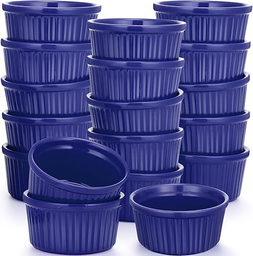 Ramequines de crema Brulee de 18 piezas, aptos para horno, juego de moldes de porcelana aptos para horno, cuencos de soufflé para hornear, soufflé,