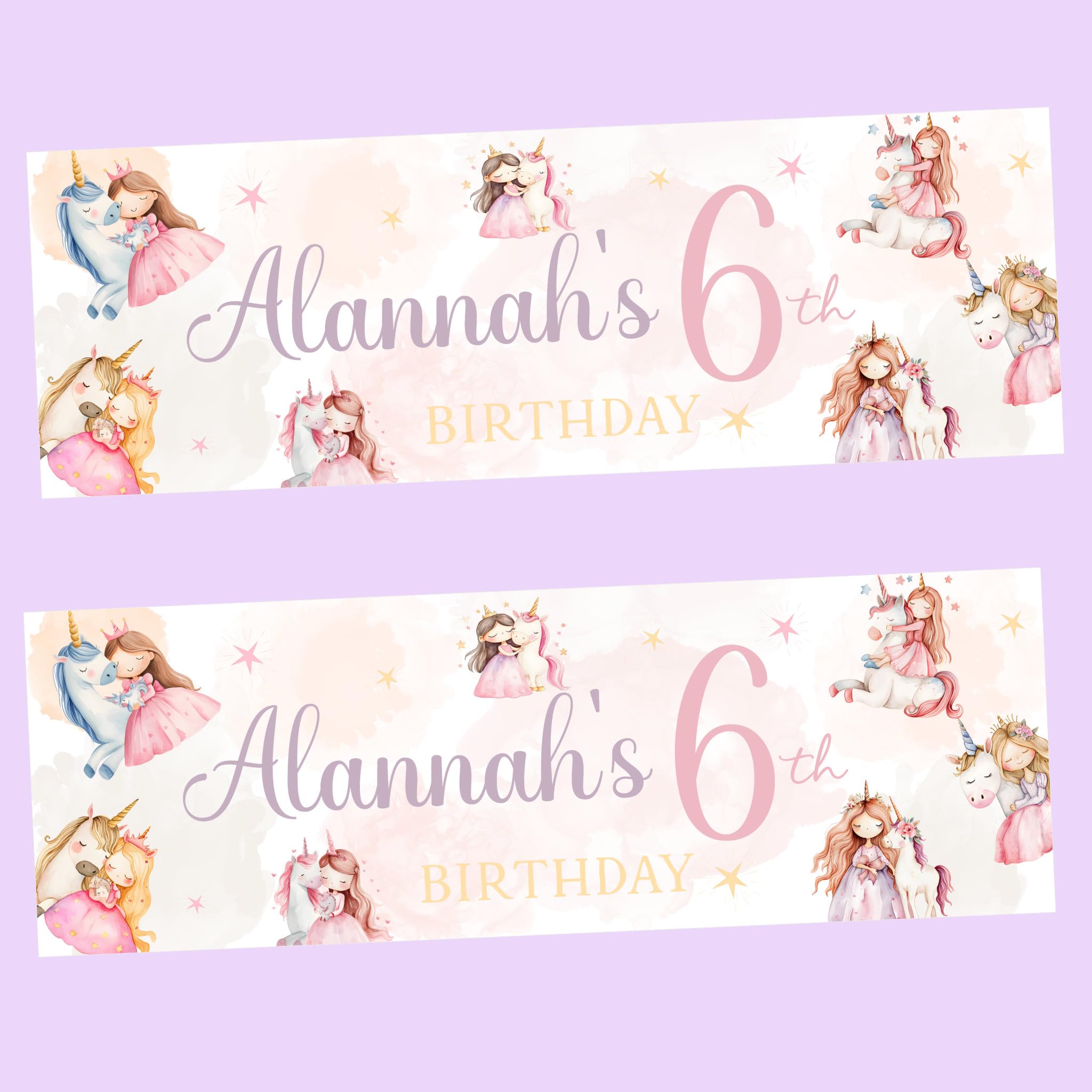 Happy Birthday Personalised Unicorn Princess Birthday Banners | | Birthday Banners for Girls | 1st, 2nd, 4th, 5th, 7th Any Age | Birthday Decorations for kids | Princess Decor | Unicorn Decor