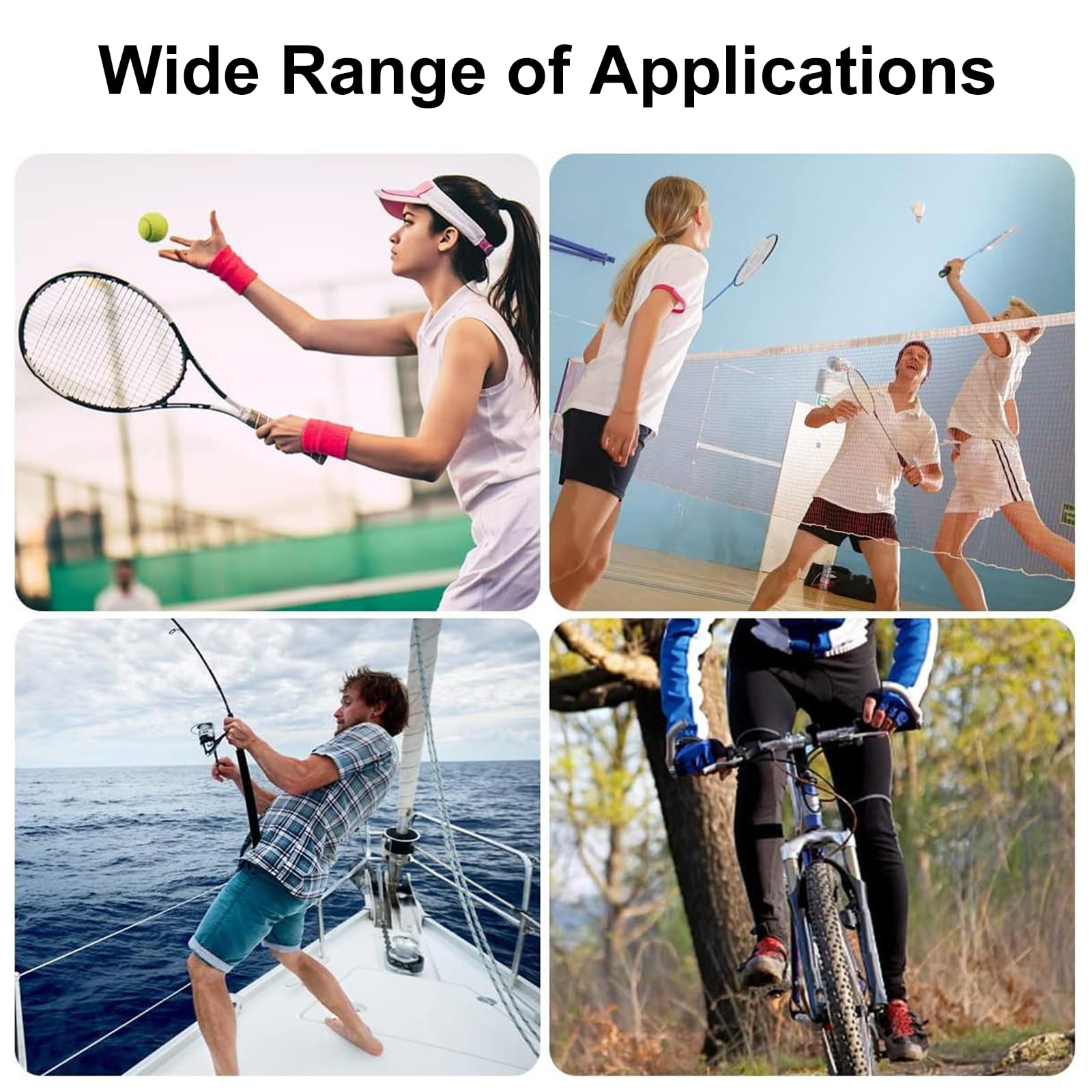 Fascia per racchette da tennis, 4 pezzi, autoadesiva, antiscivolo, per racchette da badminton, traspiranti, per racchette da tennis, badminton, squash