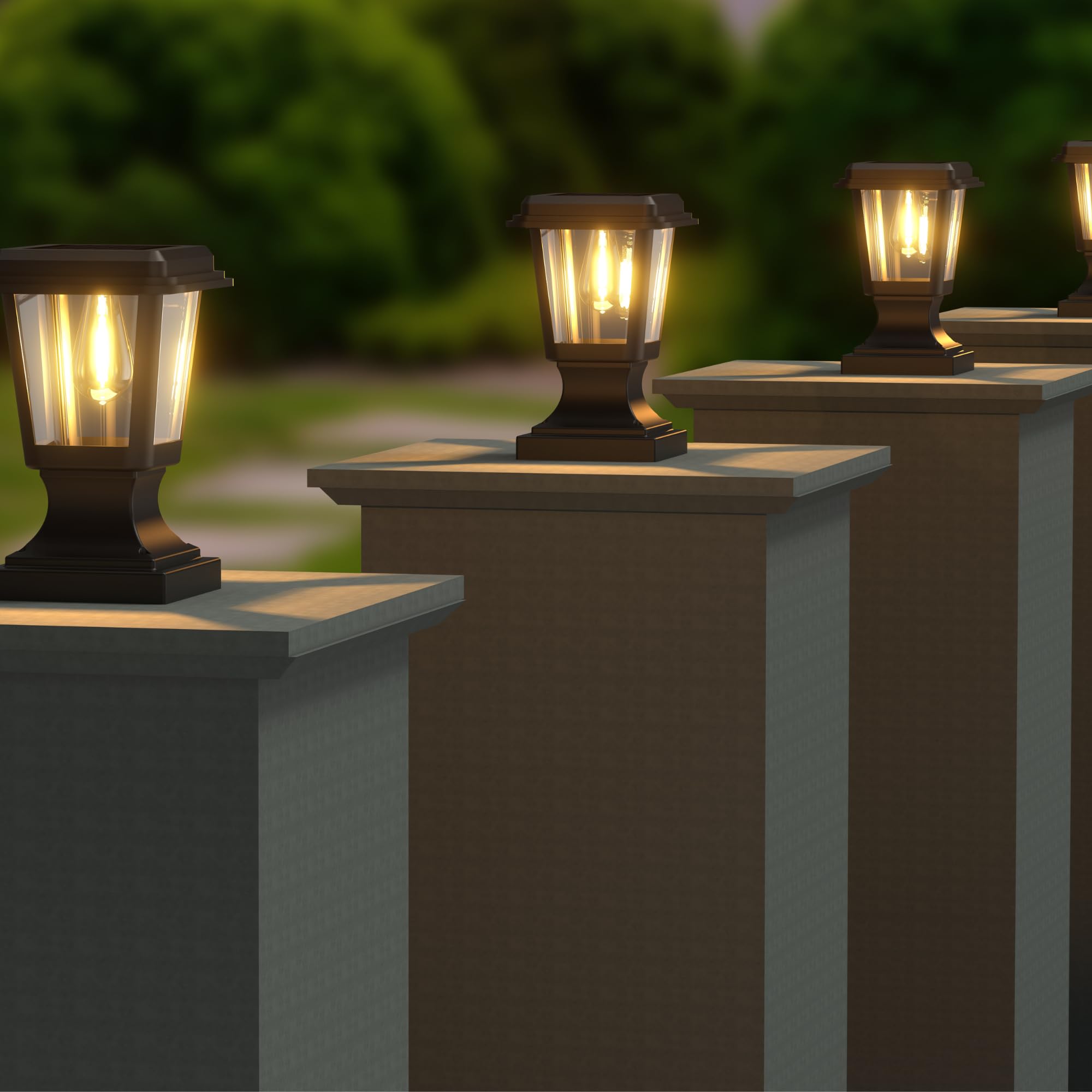 XERGY ABS Solar Pillar Lamp Lights, Waterproof, Dusk to Dawn Sensor Outdoor Solar Post Light for Garden, Yard, Landscape Pole, Outside Decorative Lamp