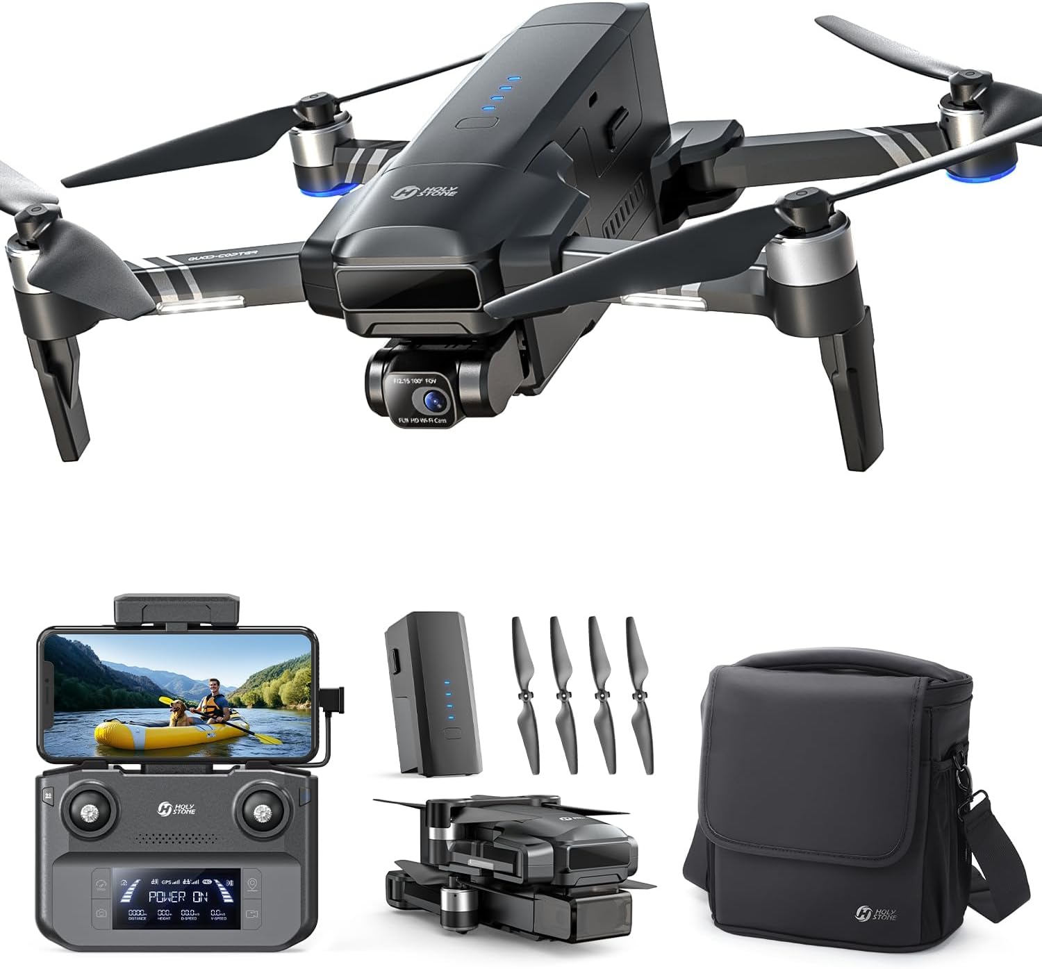 HS600 2-Axis Gimbal Drones with Camera for Adults 4K EIS, Integrated Remote ID, 20000 FT Range Transmission, GPS Drone with Brushless Motors, 4K/30FPS, Follow Me, Level 6 Wind Resistance
