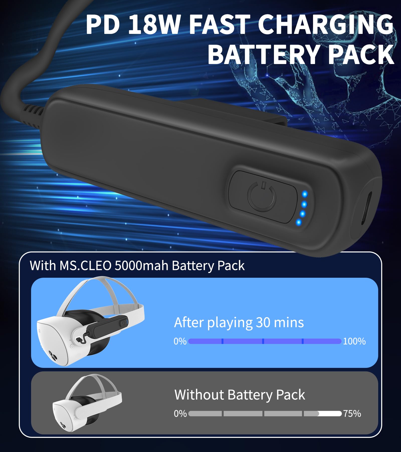 Amazon.com: MS.CLEO Battery Pack for Meta/Oculus Quest 3s/3/2