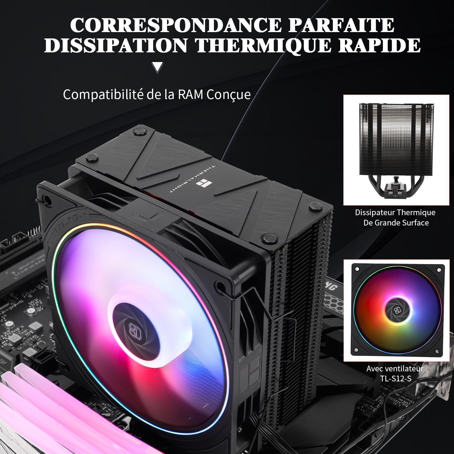 Thermalright Assassin Spirit 120 EVO CPU Cooler Air Avec HeatPipes 4×6mm, TL-S12-S PWM Fan Heatdissier CPU Cooler, 156mm High, Pour AMD : AM4 AM5 / Intel 1700/1150 / 1151/1200, LGA17XX PC Cooler