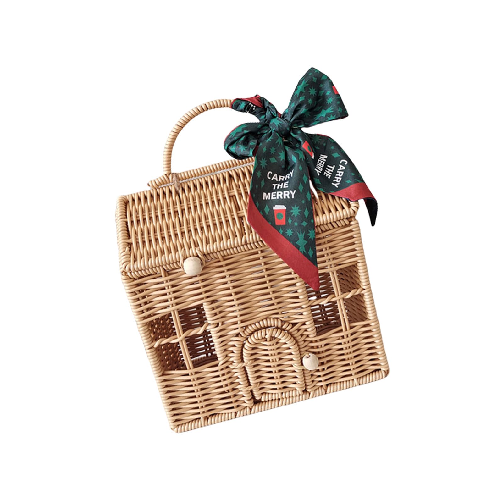 Tsophreniq Wicker Suitcase for Parties Handwoven Rattan Picnics Basket with Handle Unique Packaging Box Rattan Picnics Basket