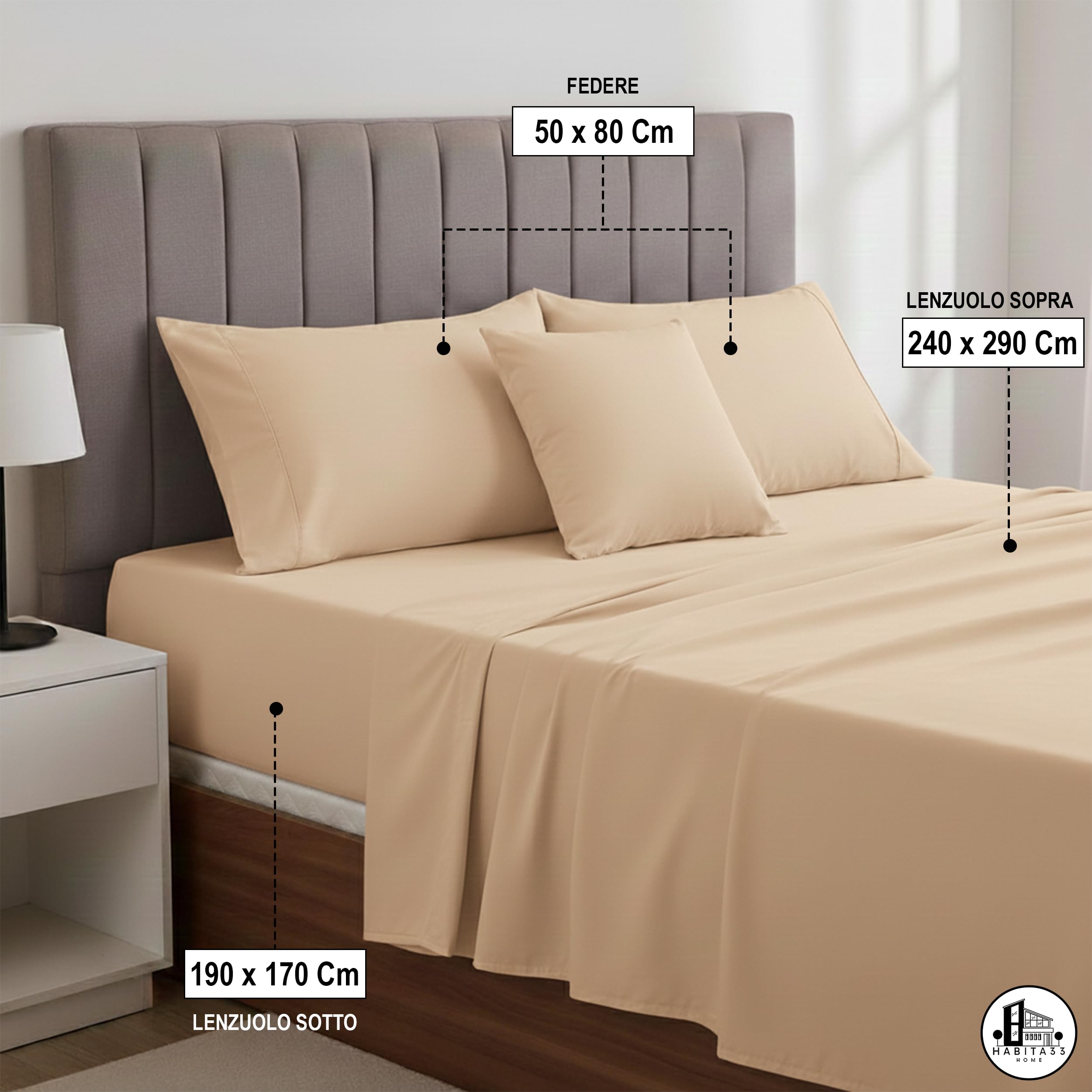 WDCOZY Set Biancheria Matrimoniale Leggero 3 Pezzi – Trapunta 228x228 Cm E 2 Federe 50x66 Cm – Avorio Con Cuciture Geometriche