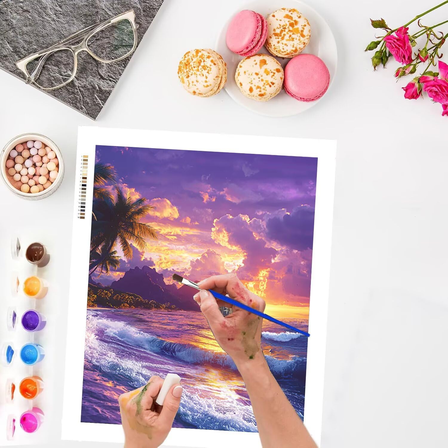 Coucher de soleil sur la plage Peinture Numero Adulte Kits, 60x80cm m-968